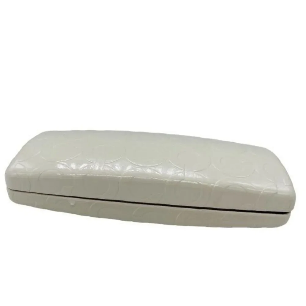 COACH White Embossed Leather Eyeglasses Sunglasses Hard Clamshell Case
